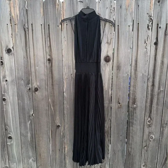 Marina Pleated Midi Dress Black Size 4 - Picture 13 of 13